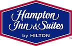 A logo of hampton inn and suites by hilton.